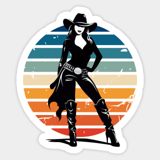 Runway to Ranch: Modern Cowgirl Chic in Silhouette Sticker